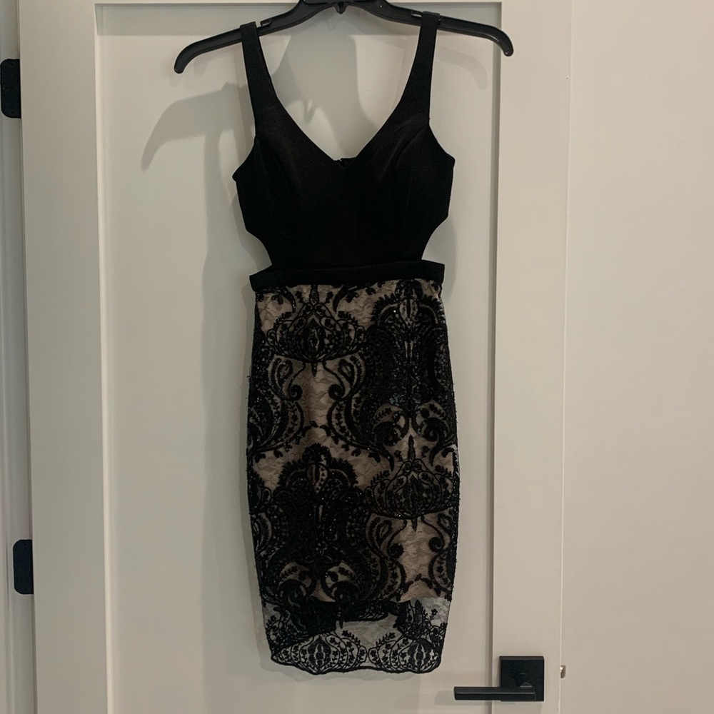 Black and Tan knee length cocktail dress size 3